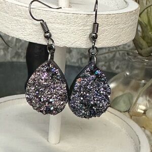 Stunning black and lavender dangle earrings